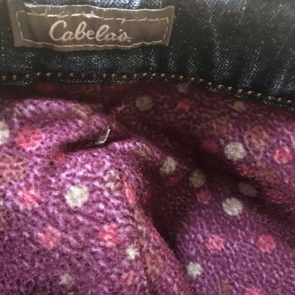 Cabela's Flannel Lined  Purple Polka Dot Jeans Women’s Size 12 R - Picture 7 of 7
